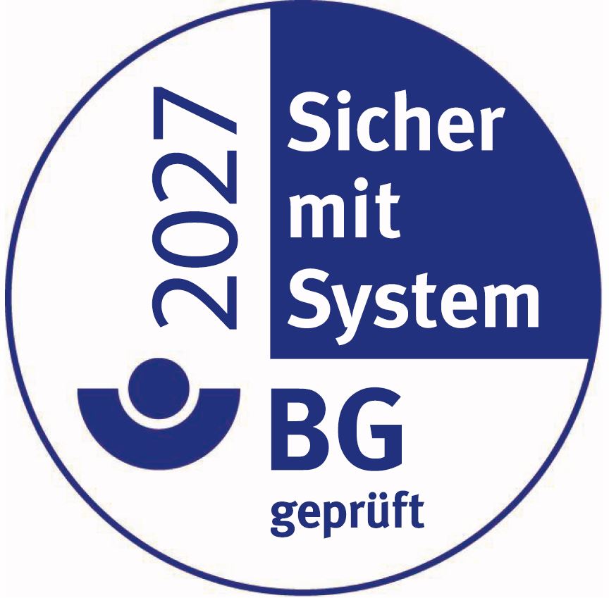Gütesiegel - BG geprüft - Sicher mit System - 2027