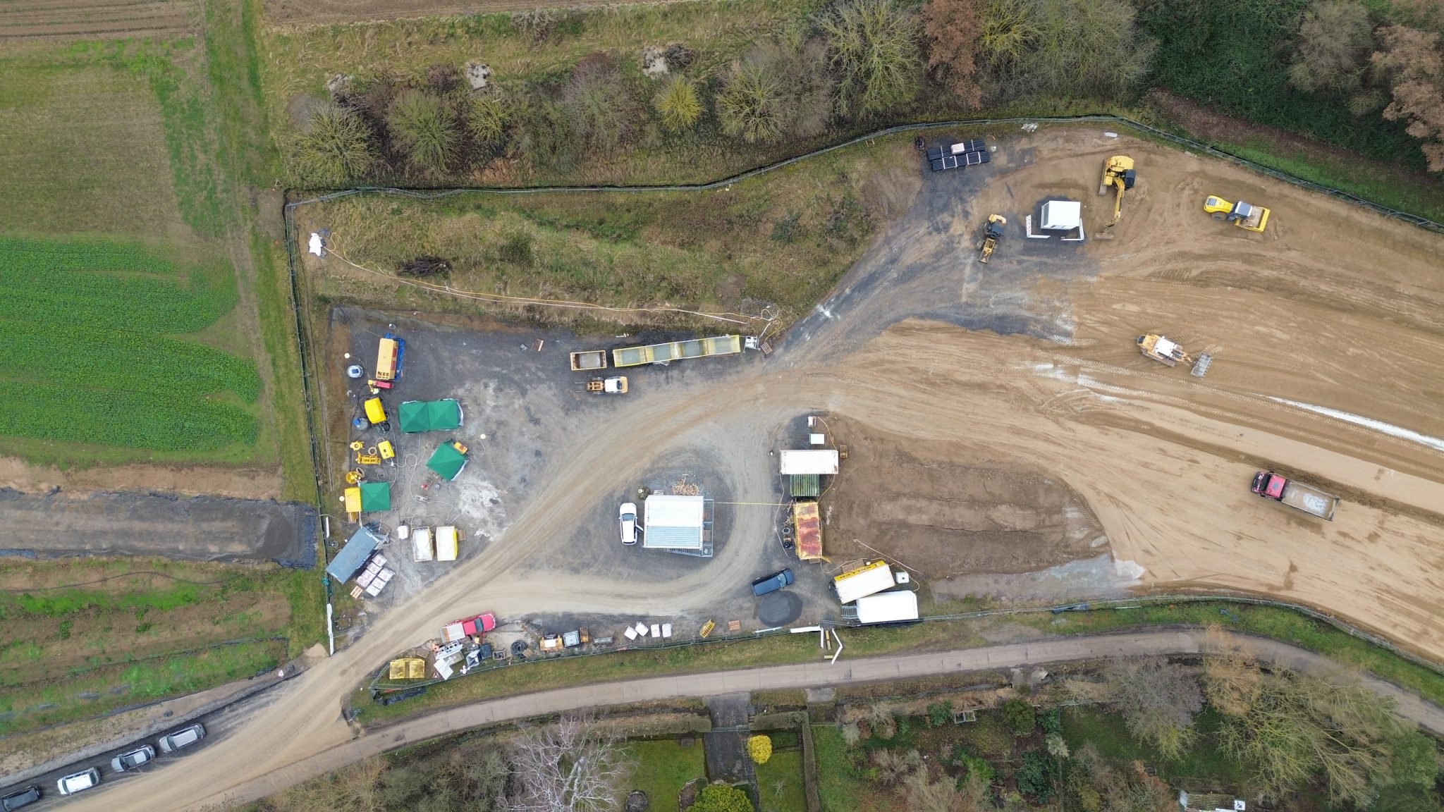 Drohnenaufnahme der Baustelle Schacht Großgartach und Kochendorf: Großprojekt Energiewende "Suedlink"