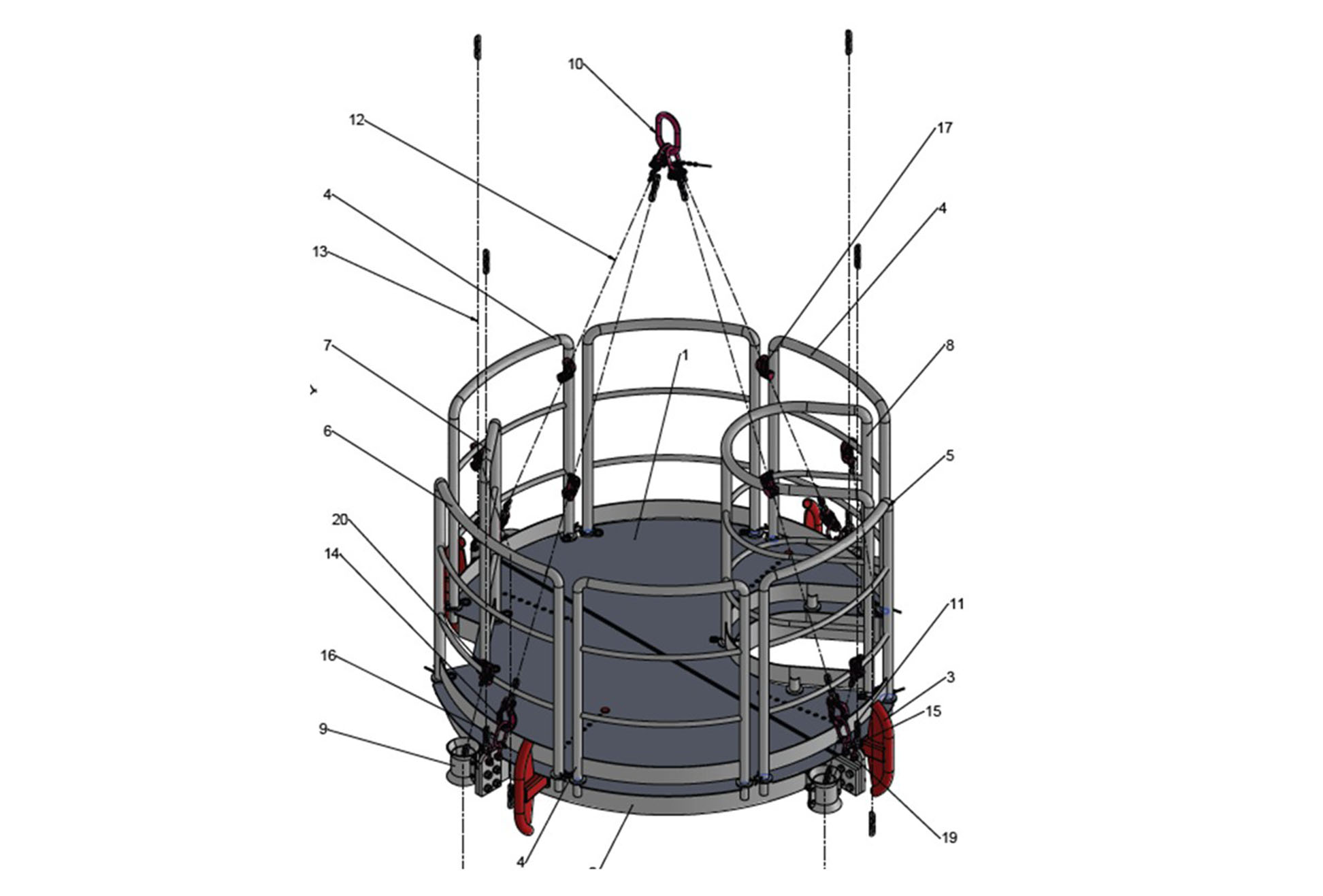 Grafische Abbildung einer Hubzugbühne, 3D